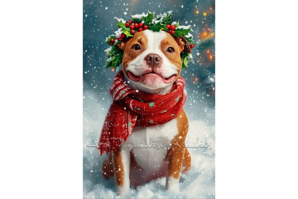 American Staffordshire Terrier Christmas Illustrations