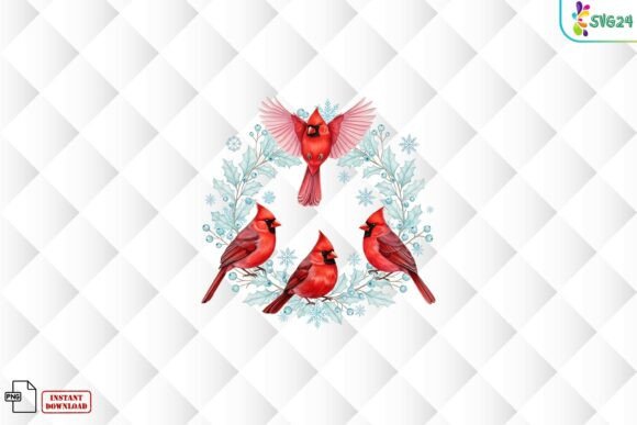 Christmas Cardinal Wreath PNG for Illustrations