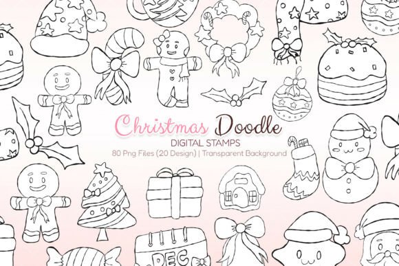 Christmas Digital Stamp Bundle Coloring Illustrations