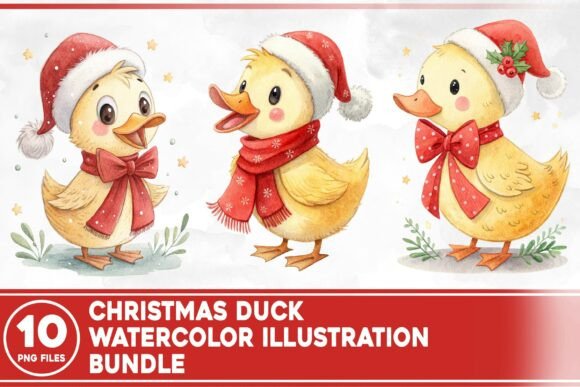 Christmas Duck Watercolor Bundle: Illustrations for Crafters
