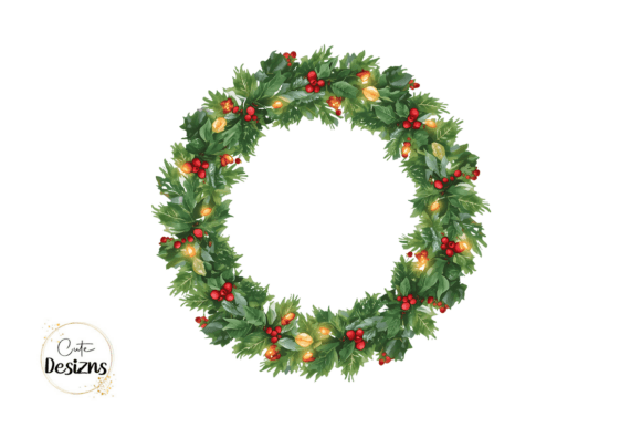 Christmas Floral Wreath PNG Clipart for Illustrations