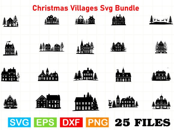 Christmas Villages Svg Bundle: Illustrations