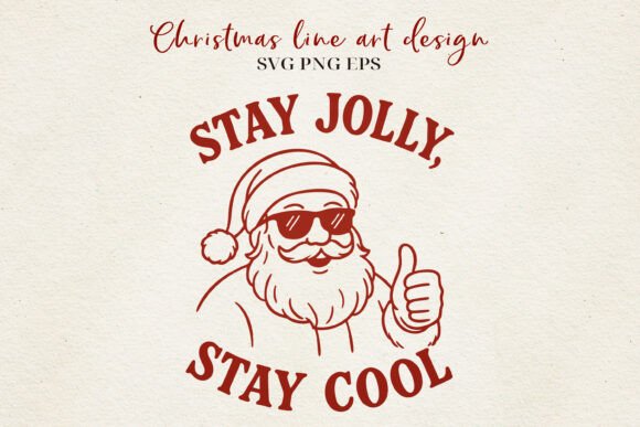 Cool Santa Christmas Line Art & Illustrations