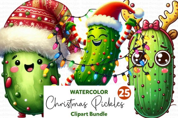 Cute Christmas Pickles Clipart Bundle: Illustrations Review