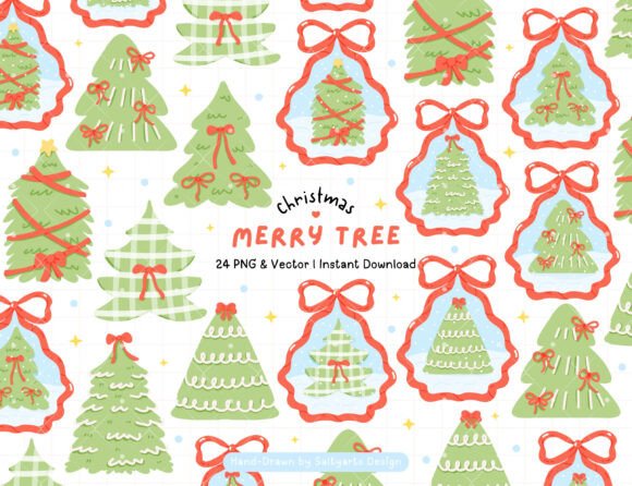 Cute Christmas Tree Clipart: Festive Illustrations