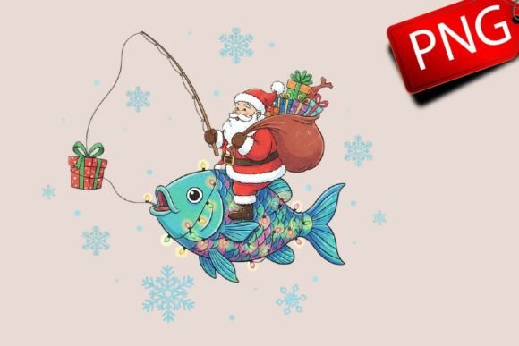 Fishing Santa PNG: Fresh Illustrations for Holiday Marketing