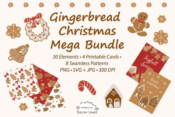 Gingerbread Christmas Mega Bundle Illustrations