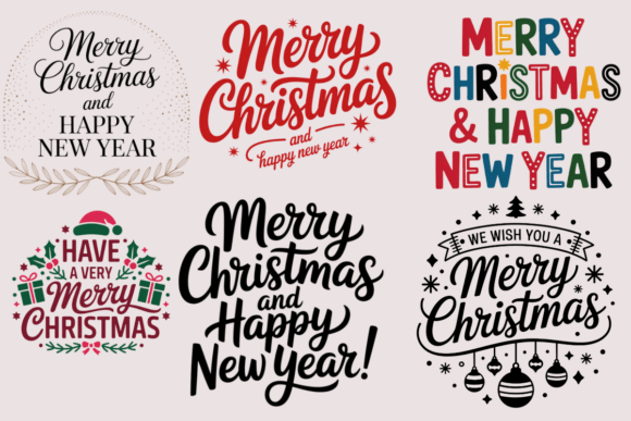 Merry Christmas Happy New Year SVG Fa Illustrations