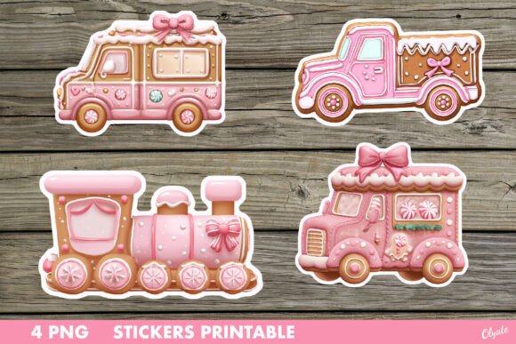 Pink Christmas Stickers PNG for Illustrations