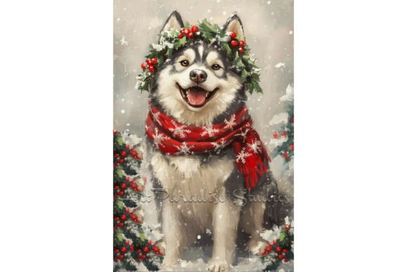 Review: Christmas Alaskan Malamute Dog Wall Art Illustrations