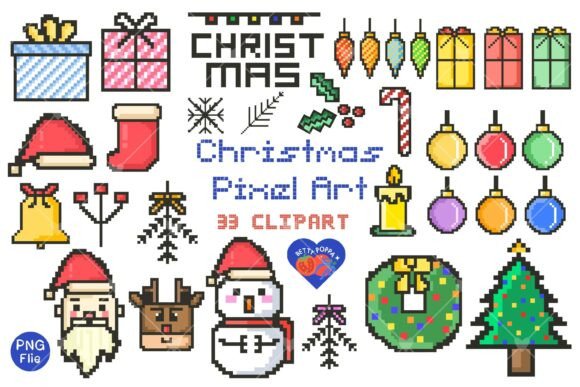 Review: Christmas Pixel Art Clipart, 8-bit Xmas Illustrations