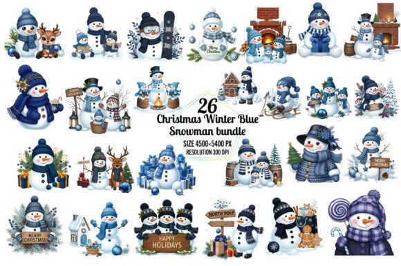 Review: Christmas Winter Blue Snowman Illustrations
