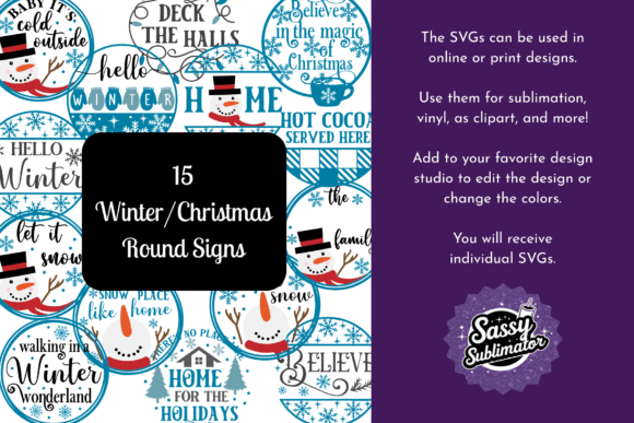 Review: Christmas Winter Round Sign 15 SVGs for Embroidery