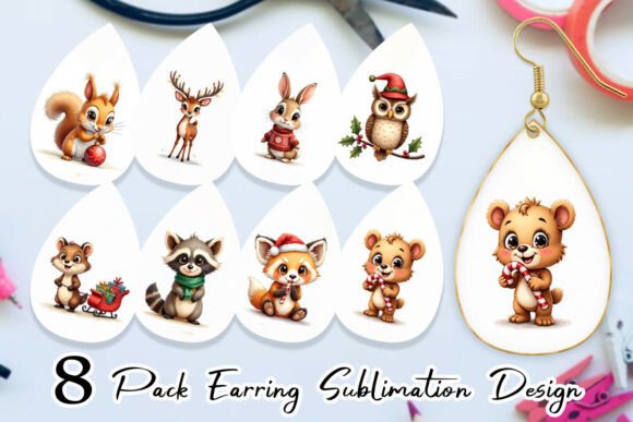 Whimsical Animal Christmas Earring Illustrations Review