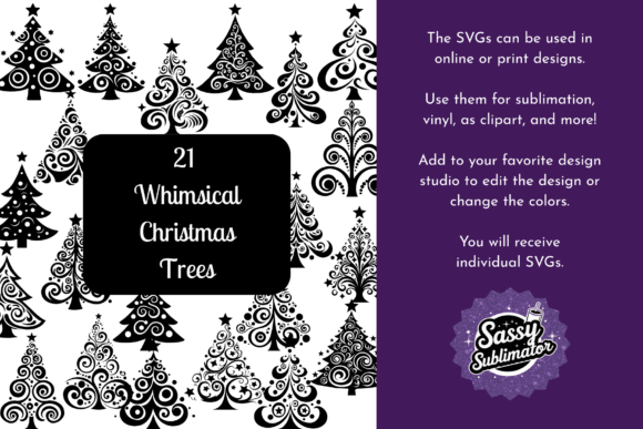 Whimsical Christmas Tree 21 SVGs: Illustrations for Sellers