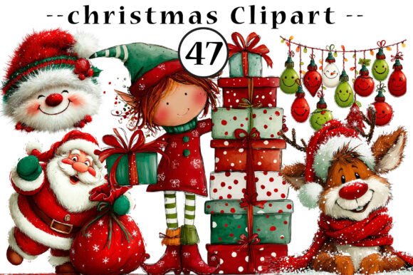 Whimsical Cute Christmas Clipart: Illustrations for Sellers